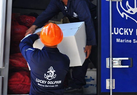 Ship supply provisions delivery at Suez Canal by Lucky Dolphin
